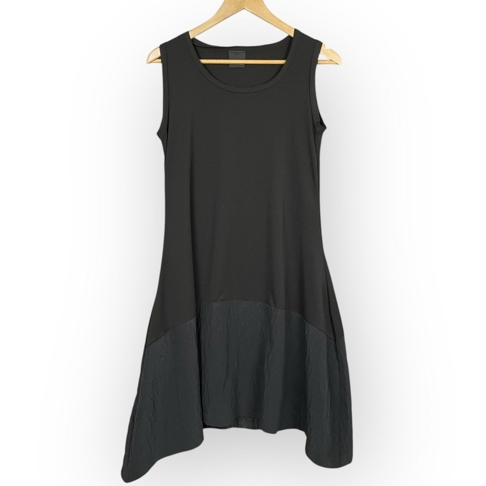 Simply Mila Minimalist Mixed Fabric Lagenlook Dress Size M Capsule Made in USA